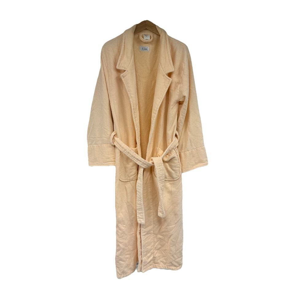Vintage Elan Light Pink Turkish Cotton Long Bath Robe Cozy Lounge Size Small